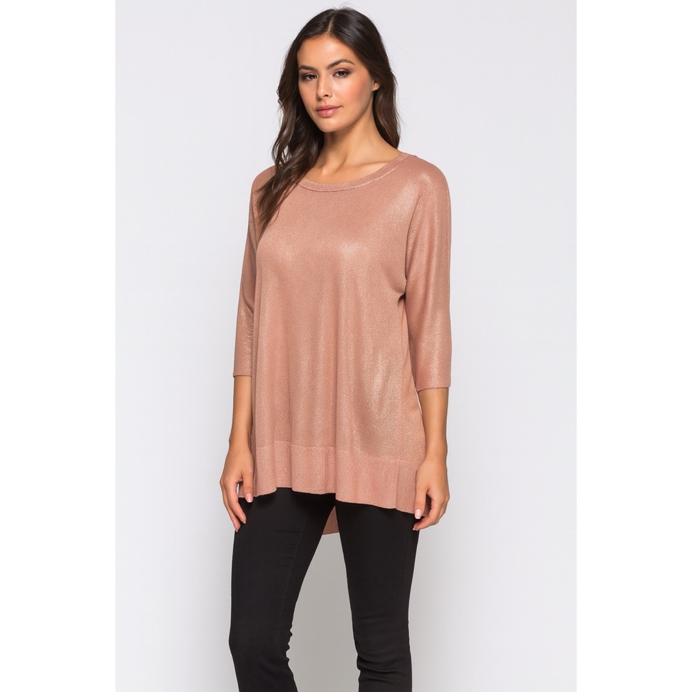 Chico's‎ Black Label Lightweight Copper Metallic Top, Chicos Size 0